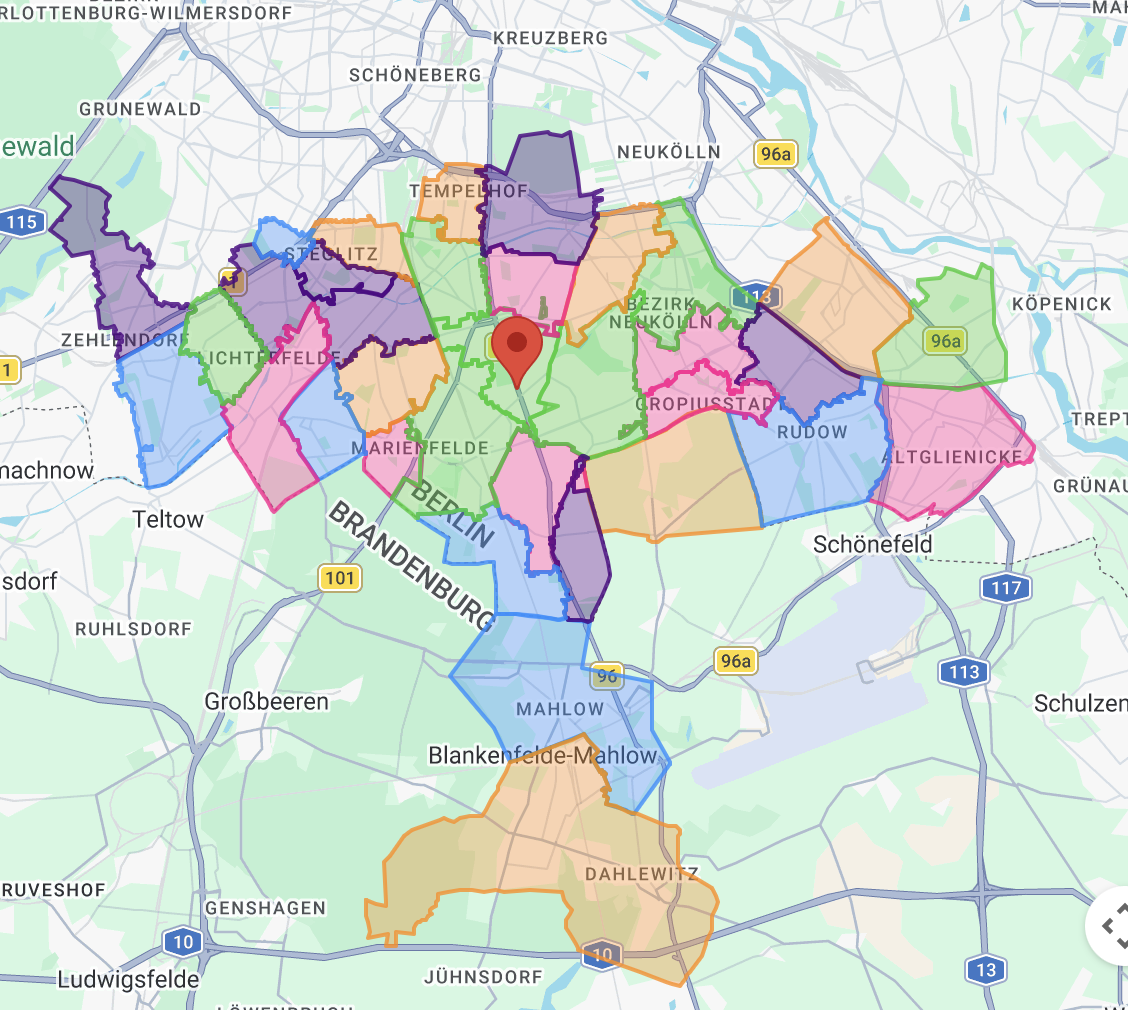 Karte Liefergebiet Adlermühle – Berlin Süd und Brandenburger Umland